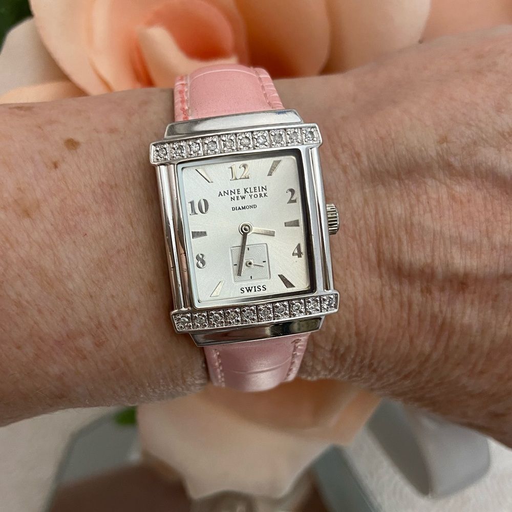 Anne Klein New York Swiss 20 Diamond Bezel Dress Watch with Sub-dial Second Hand